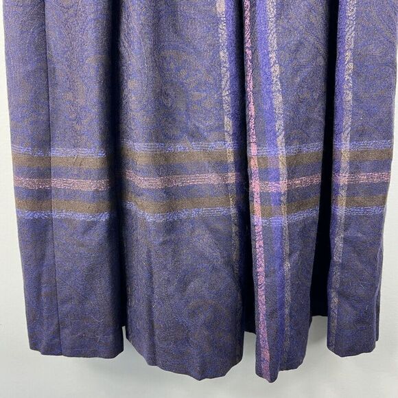 Geiger Austria Vintage Long Pleated Wool Midi Skirt Size 38 Purple Plaid - Picture 3 of 16
